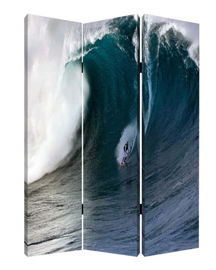 48 X 72 Multi Color Wood Canvas Wave  Screen
