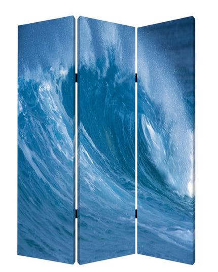 48 X 72 Multi Color Wood Canvas Wave  Screen