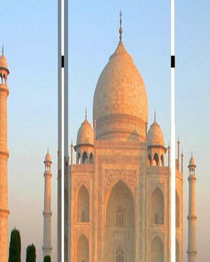 72" Brown Canvas Folding Three Panel Screen Room Divider