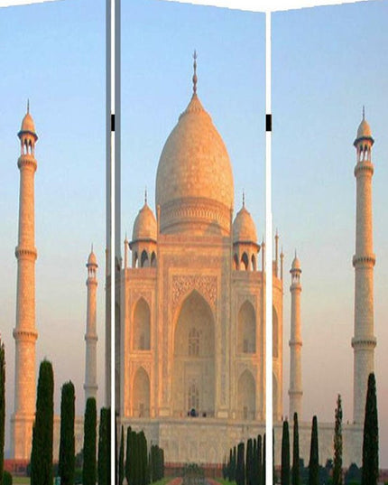 48" X 72" Multi Color Wood Canvas Taj Mahal  Screen