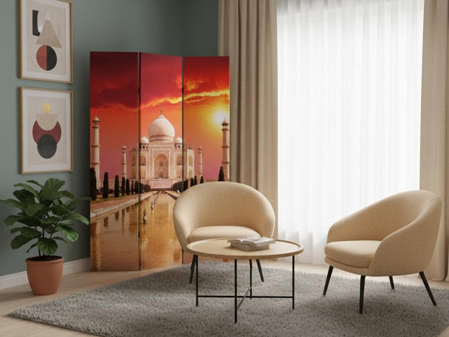 48" X 72" Multi Color Wood Canvas Taj Mahal  Screen