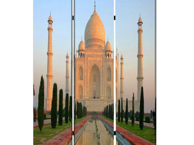 72" Brown Canvas Folding Three Panel Screen Room Divider