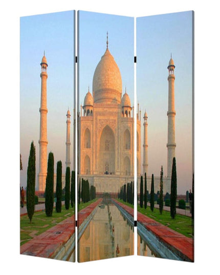 48" X 72" Multi Color Wood Canvas Taj Mahal  Screen