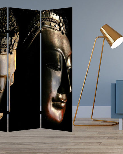 48" X 72" Multi Color Wood Canvas Budda  Screen