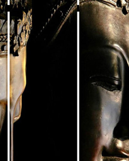 48" X 72" Multi Color Wood Canvas Budda  Screen