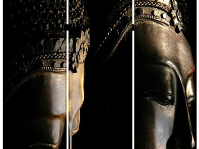 72" Black Canvas Folding Three Panel Screen Room Divider