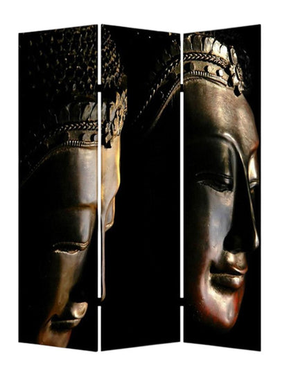 48" X 72" Multi Color Wood Canvas Budda  Screen