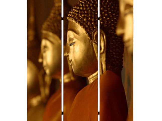 48" X 72" Multi Color Wood Canvas Budda  Screen