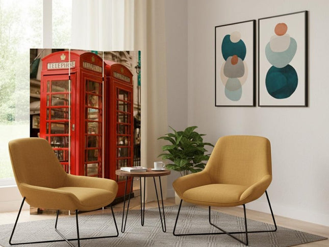 48" X 72" Multi Color Wood Canvas London  Screen