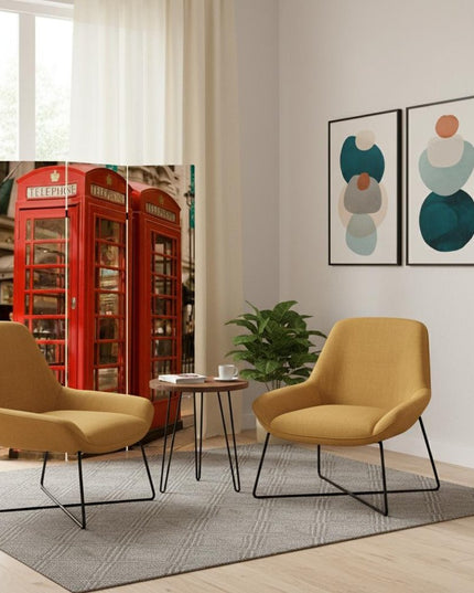 48" X 72" Multi Color Wood Canvas London  Screen