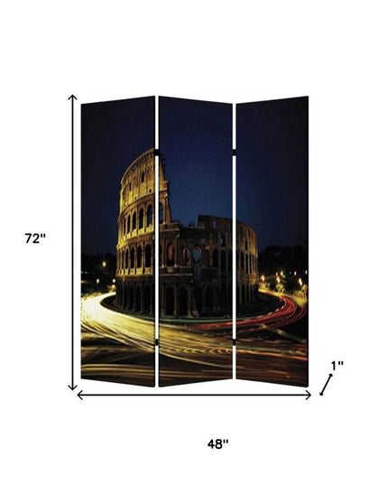 48" X 72" Multi Color Wood Canvas Rome  Screen