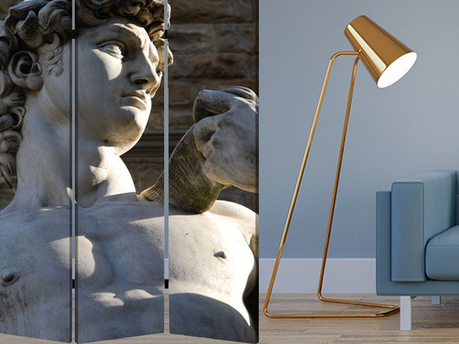 72" Gray Canvas Folding Three Panel Screen Room Divider