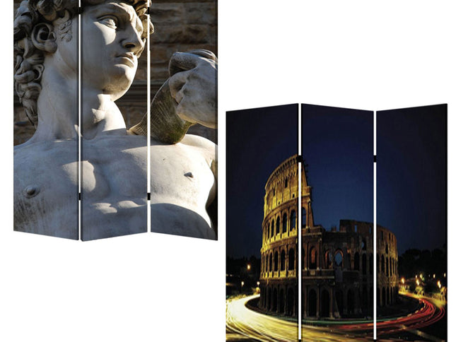 48" X 72" Multi Color Wood Canvas Rome  Screen