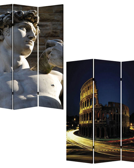 48" X 72" Multi Color Wood Canvas Rome  Screen