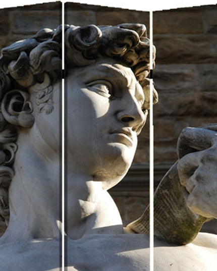 72" Gray Canvas Folding Three Panel Screen Room Divider