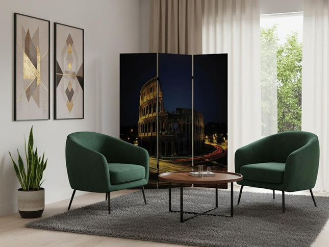 72" Gray Canvas Folding Three Panel Screen Room Divider