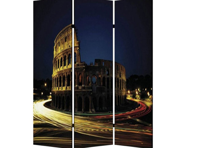 48" X 72" Multi Color Wood Canvas Rome  Screen
