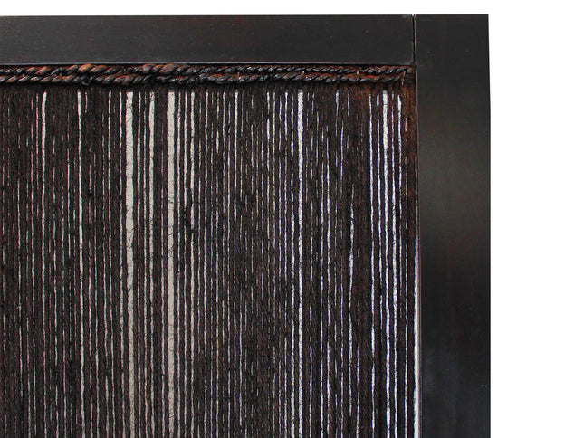Dark Wood And Water Hyacinth 3 Panel Room Divider Screen