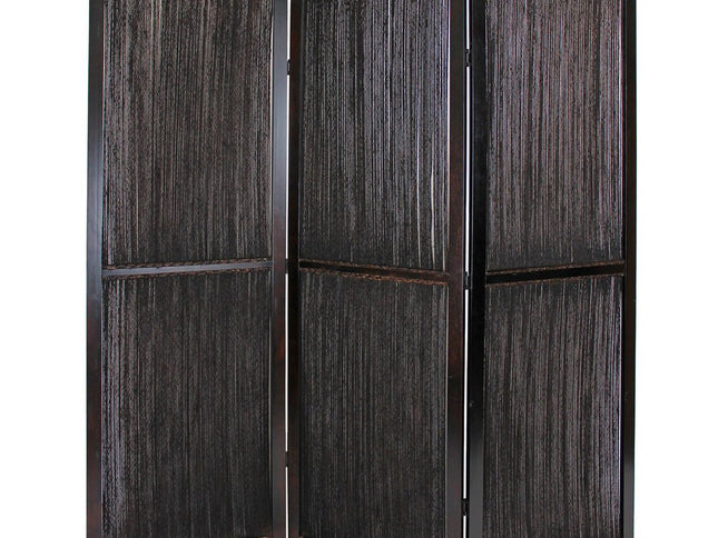 72" Brown Folding Three Panel Screen Room Divider