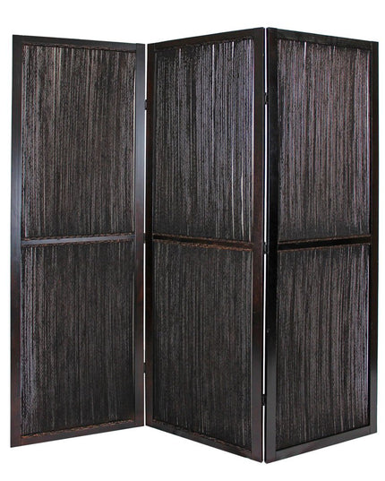 72" Brown Folding Three Panel Screen Room Divider