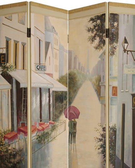 72" Beige Folding Three Panel Screen Room Divider