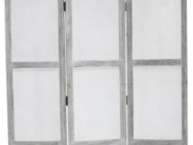 67" Gray Folding Three Panel Screen Room Divider