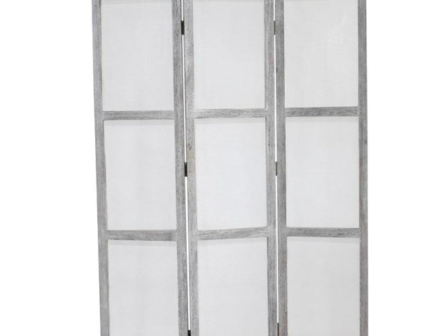 67" Gray Folding Three Panel Screen Room Divider