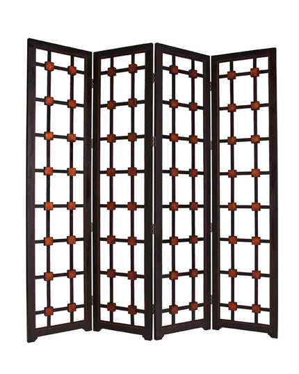 84" Brown Folding Four Panel Screen Room Divider