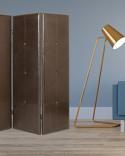 60" X 72" Brown Faux Leather  Screen