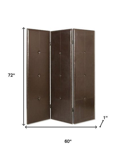 60" X 72" Brown Faux Leather  Screen