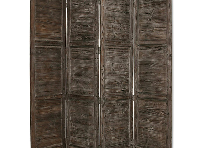 84" Black Wood Folding Four Panel Screen Room Divider