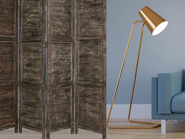 84" Black Wood Folding Four Panel Screen Room Divider