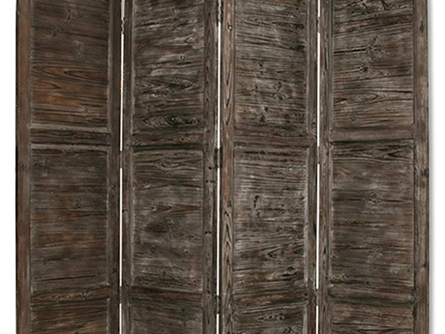 84" Black Wood Folding Four Panel Screen Room Divider