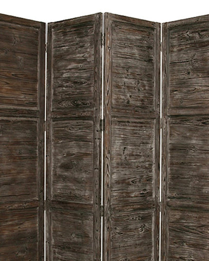 84" Black Wood Folding Four Panel Screen Room Divider