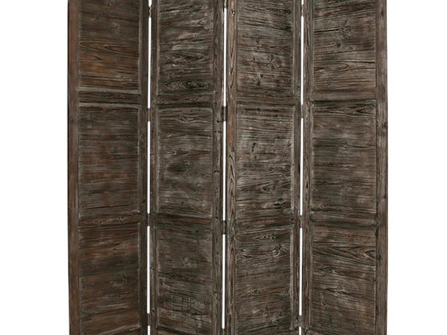 84" Black Wood Folding Four Panel Screen Room Divider