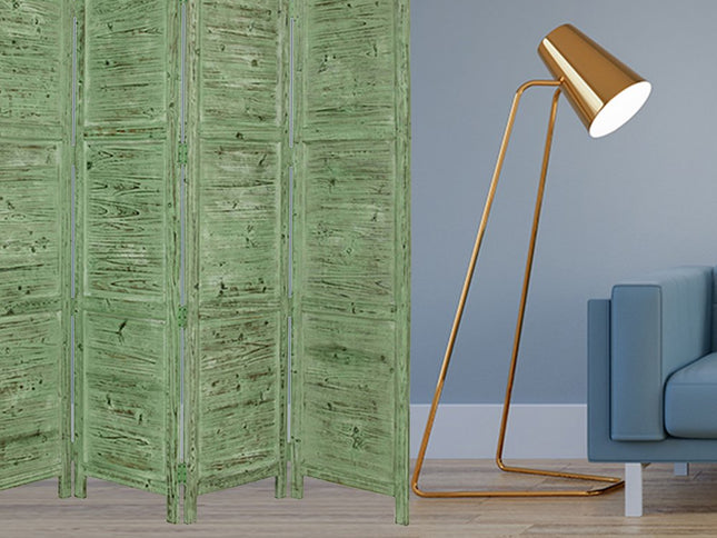 84" Black Wood Folding Four Panel Screen Room Divider