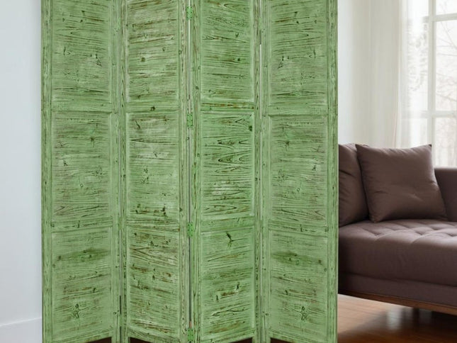 84" Black Wood Folding Four Panel Screen Room Divider