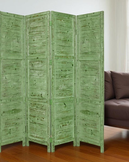 84" Black Wood Folding Four Panel Screen Room Divider