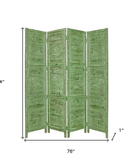 84" Black Wood Folding Four Panel Screen Room Divider