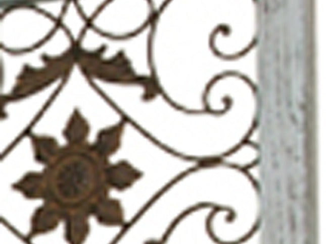 84" Blue Wood Folding Four Panel Screen Room Divider