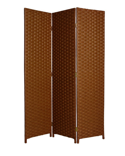 72" Dark Brown Folding Three Panel Screen Room Divider
