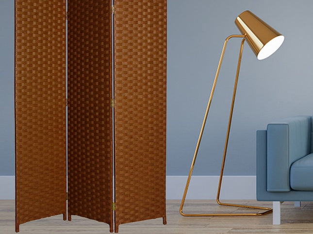 54" X 72" Dark Brown Wood  3 Panel Screen