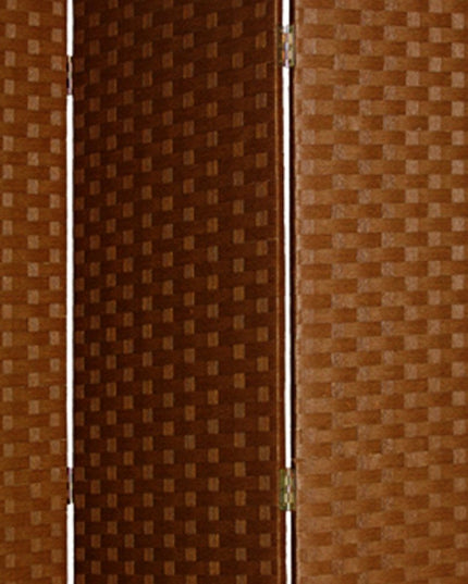72" Dark Brown Folding Three Panel Screen Room Divider
