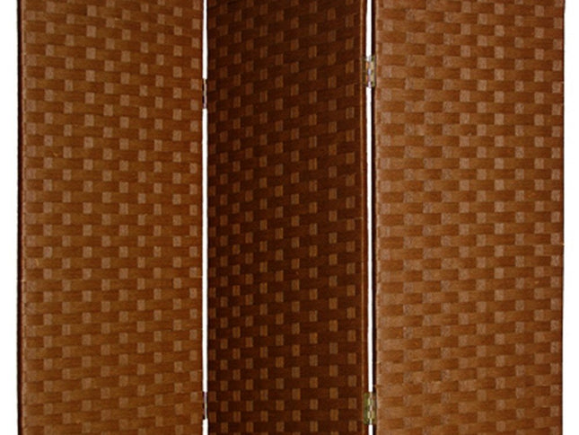 54" X 72" Dark Brown Wood  3 Panel Screen