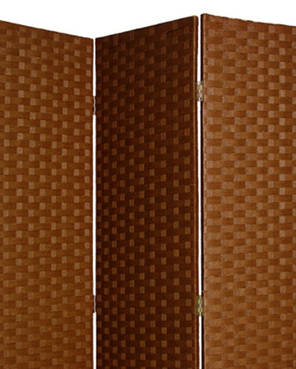 54" X 72" Dark Brown Wood  3 Panel Screen