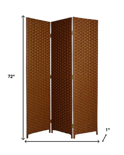 54" X 72" Dark Brown Wood  3 Panel Screen