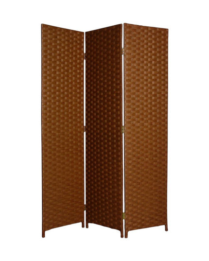 72" Dark Brown Folding Three Panel Screen Room Divider