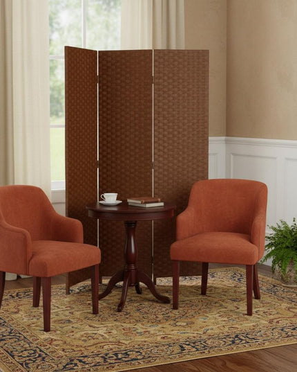 72" Dark Brown Folding Three Panel Screen Room Divider