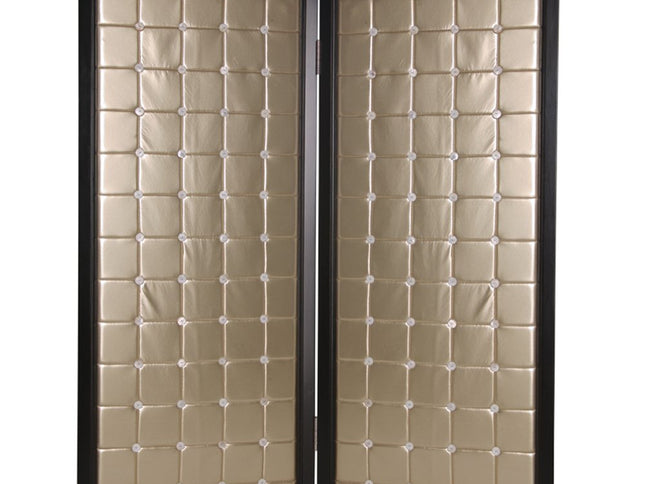 59" X 67" Gold Wood & Fabric  Screen