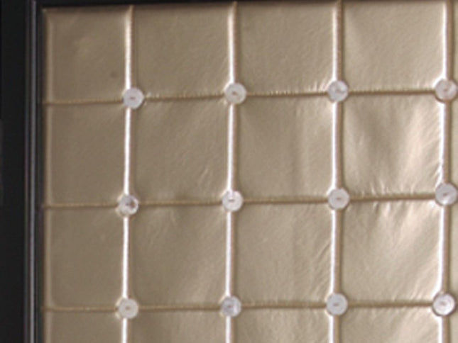 59" X 67" Gold Wood & Fabric  Screen